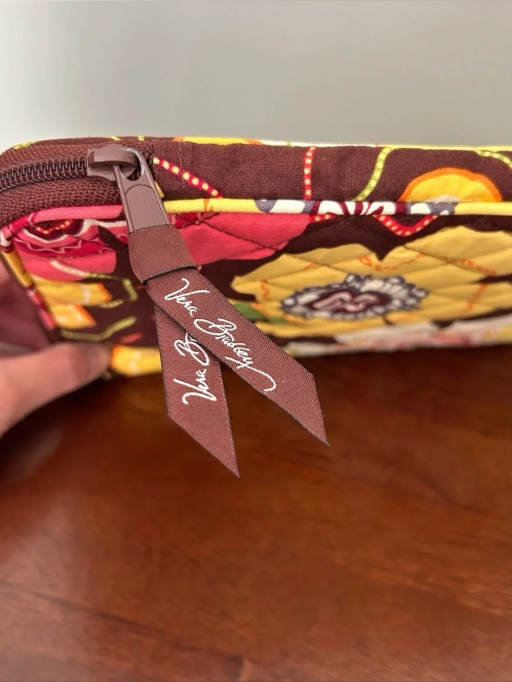 Vera Bradley Quilted E-Reader Tablet Case Sleeve Floral Brown Yellow Pink EUC